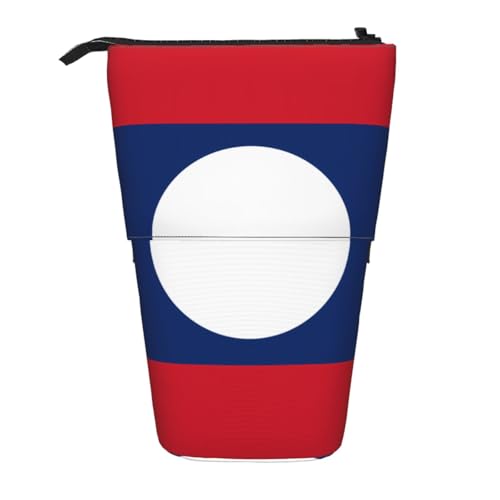 Stifteetui mit Flaggenmotiv von Laos, erweiterbar, Multi-Design, Oxford-Gewebe, verstellbare Höhe, Mehrzweck-Kosmetiktasche von fdgbnm