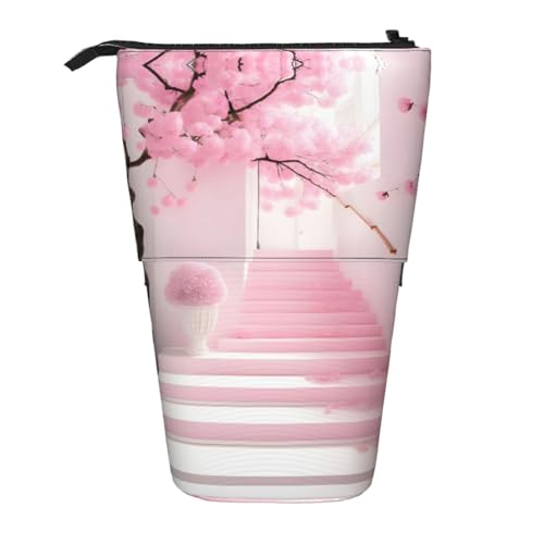 Stifteetui mit Ständer in rosa Kirschblüten, erweiterbar, Oxford-Stoff, höhenverstellbar, Mehrzweck-Kosmetiktasche Stifteetui mit Ständer in rosa Kirschblüten, erweiterbar, Oxford-Stoff, höhenverstellbar, Mehrzweck-Kosmetiktasche von fdgbnm