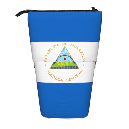 Stifteetui mit Standfunktion, Motiv: Flagge von Nicaragua, Multi-Design, Oxford-Gewebe, verstellbare Höhe, Mehrzweck-Kosmetiktasche Stifteetui mit Standfunktion, Motiv: Flagge von Nicaragua, Multi-Design, Oxford-Gewebe, verstellbare Höhe, Mehrzweck-Kosmetiktasche von fdgbnm