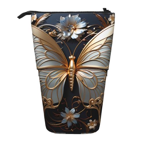 Stifteetui mit goldfarbenen weißen Schmetterlingen, erweiterbar, Multi-Design, Oxford-Gewebe, verstellbare Höhe, Mehrzweck-Kosmetiktasche Stifteetui mit goldfarbenen weißen Schmetterlingen, erweiterbar, Multi-Design, Oxford-Gewebe, verstellbare Höhe, Mehrzweck-Kosmetiktasche von fdgbnm