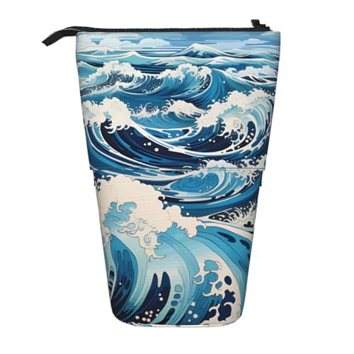 Ukiyo-e Stil Wellen, erweiterbare Stand-Bleistifttasche, Multi-Design, Oxford-Gewebe, verstellbare Höhe, Mehrzweck-Kosmetiktasche Ukiyo-e Stil Wellen, erweiterbare Stand-Bleistifttasche, Multi-Design, Oxford-Gewebe, verstellbare Höhe, Mehrzweck-Kosmetiktasche von fdgbnm