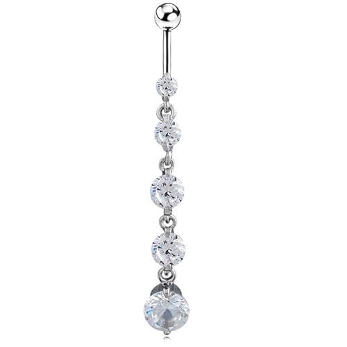 fdsmall 14G Edelstahl Bauchnabel Ringe für Frauen Mädchen Nabel Ringe CZ Body Piercing Rund Cubic Zirkonia Nabel Barbell Stud Body Piercing von fdsmall