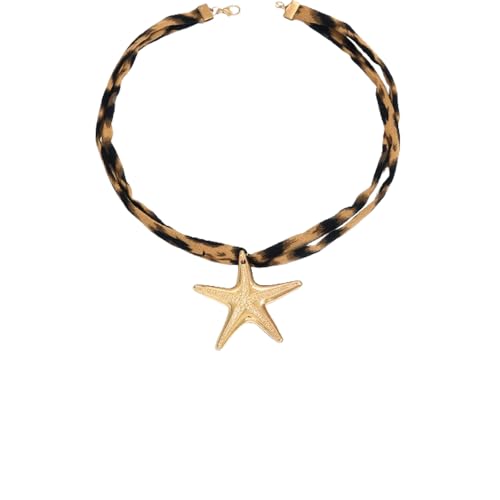 fdsmall 14K vergoldete Halskette für Frauen Boho Chunky Anhänger Leopard Druck Halskette Vintage Schmuck (E) von fdsmall