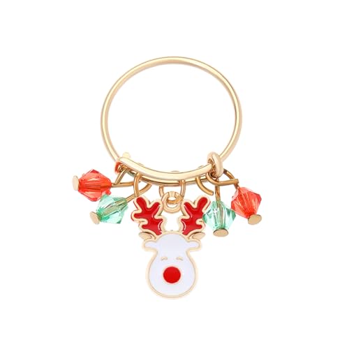 fdsmall 18K Gold überzogene Ringe für Frauen Weihnachten Anhänger Ringe Einstellbare offene Ringe Set Santa Claus Milu Deer Ringe Mode Chunky Statement Ringe für Frauen (02) von fdsmall