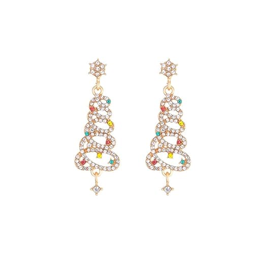 fdsmall 1Pair Weihnachtsohrringe für Frauen Silberne Ohrringe mit Weihnachtsbaummotiv Drop Tree Dangle Hoop Jewellery 925 Silber Nadel High-End Kristall Ohrringe Leichter Schmuck Geschenke (04) von fdsmall