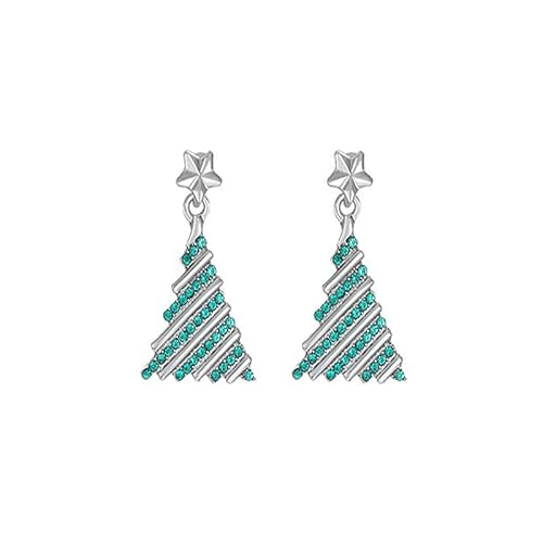 fdsmall 1Pair Weihnachtsohrringe für Frauen Silberne Ohrringe mit Weihnachtsbaummotiv Drop Tree Dangle Hoop Jewellery 925 Silber Nadel High-End Kristall Ohrringe Leichter Schmuck Geschenke (06) von fdsmall