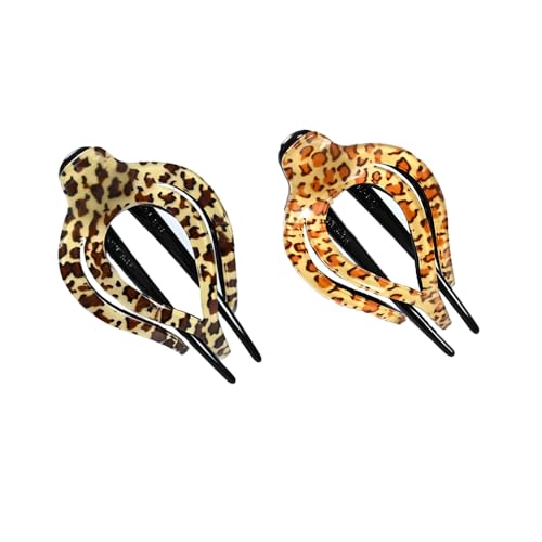 fdsmall 3,5" große herzförmige Klaue Clips für Frauen stilvolle gebogenen Duckbill Haarclips rutschfeste für sichere Alligator Clips (2pcs Leopard) von fdsmall