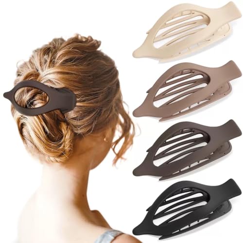 fdsmall 4 Stück Flach Haar Clips für Frauen, Französisch Flach Haar Clips für Liegen, Fahren - Matte starke Halten Haar Klaue Clips (03) von fdsmall