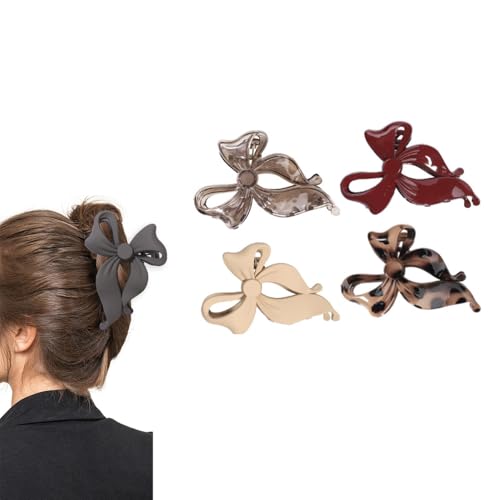 fdsmall 4PCS Haarklauen Clips für Frauen, große Bogen Haar Clips für dünne dicke Haar Rutschschutz starke Halten Schmetterling Clips Haar Styling Zubehör (2) von fdsmall