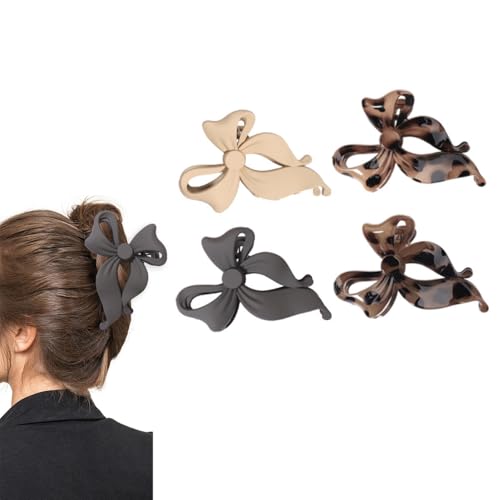 fdsmall 4PCS Haarklauen Clips für Frauen, große Bogen Haar Clips für dünne dicke Haar Rutschschutz starke Halten Schmetterling Clips Haar Styling Zubehör (3) von fdsmall