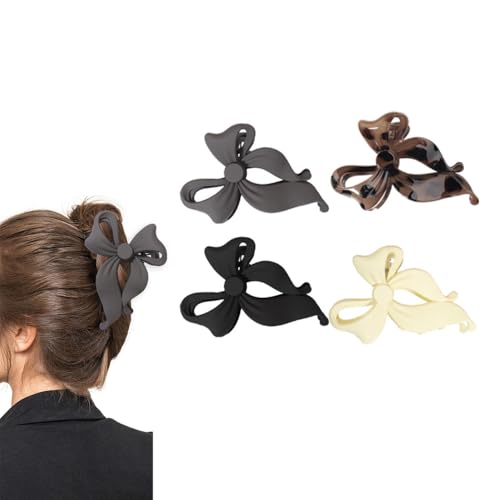 fdsmall 4PCS Haarklauen Clips für Frauen, große Bogen Haar Clips für dünne dicke Haar Rutschschutz starke Halten Schmetterling Clips Haar Styling Zubehör (4) von fdsmall