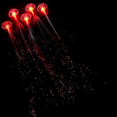 fdsmall 6-Pack Haarspangen Led Light Up Fee Haar Braid Barrettes Braid Extension Clips Glühen in der Dunkelheit Party Bevorzugungszubehör Neon Rave Zubehör Perücke (Red) von fdsmall