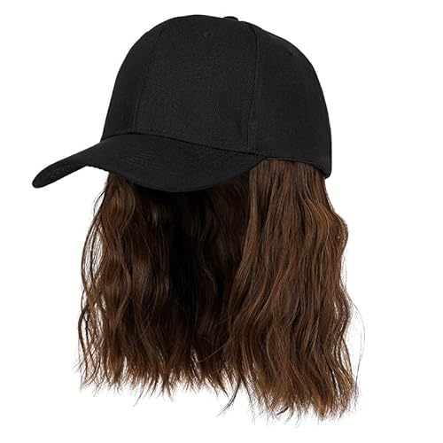fdsmall Baseball-Hut für Frauen mit Perücke Curly Hair Extensions Caps verstellbar 7,9" Kurzwelle Ventilate Hut (DE/NL/SE/PL, Alphanumerisch, Einheitsgröße, Hellbraun) von fdsmall