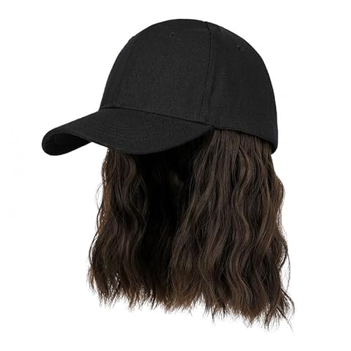 fdsmall Baseball-Hut für Frauen mit Perücke Curly Hair Extensions Caps verstellbar 7,9" Kurzwelle Ventilate Hut (DE/NL/SE/PL, Alphanumerisch, Einheitsgröße, Kaltes Braun) von fdsmall