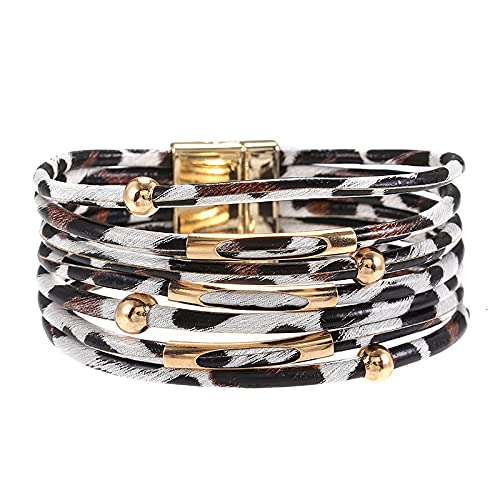 fdsmall Bracelet for Women Multilayer Leather Bracelet Set Leopard Bracelet Multilayer Leather Wrap Bracelets Boho Accessories for Women Girls (02) von fdsmall
