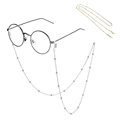 fdsmall Brille Ketten Sonnenbrille Kette Gold Gläser Kette Perlen Brillenketten Brillenkette Brillenkette Lesebrille Perlen Gläser Strap Ketten Brillenkette für Brillen (Silver) von fdsmall