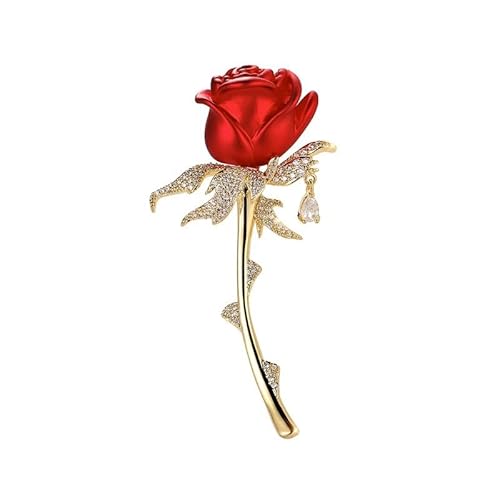fdsmall Brosche mit roten Rosen, Strass, Zirkonia, klassisch für Party, Tanz, Hochzeit, Bankett, schöne Anstecknadeln, Kleid, Anzug, Blumenstrauß, Zeremonie, Zubehör, Schmuck, Einheitsgröße, Metall fdsmall Brosche mit roten Rosen, Strass, Zirkonia, klassisch für Party, Tanz, Hochzeit, Bankett, schöne Anstecknadeln, Kleid, Anzug, Blumenstrauß, Zeremonie, Zubehör, Schmuck, Einheitsgröße, Metall von fdsmall