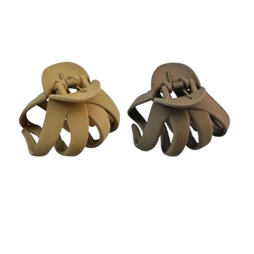fdsmall Claw Clips - Haar Zubehör für Frauen, 2PCS Mode Octopus Haar Clip 2,5 "für dickes Haar, rutschfeste Kiefer Clips (Gelber Lichtkaffee) von fdsmall