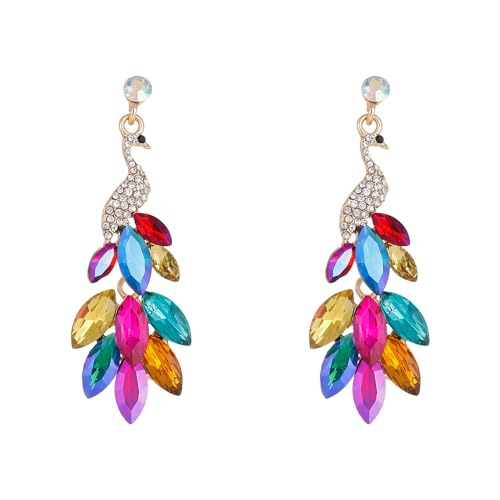 fdsmall Frauen Quasten Ohrringe Pfau Ohrringe Österreichische Kristall Boho Wasserfall Perlen Fransen Tropfen Ohrring (Mehrfach 03) von fdsmall