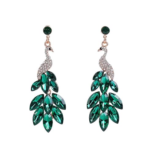 fdsmall Frauen Quasten Ohrringe Pfau Ohrringe Österreichische Kristall Boho Wasserfall Perlen Fransen Tropfen Ohrring (grün 02) von fdsmall
