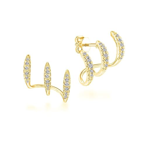 fdsmall Gebogene Ohrringe Frauen Gold Ohrringe Ohrmanschette Huggie Ohrringe Cubic Zirkonia Piercing Klauenohrring 14K Gold Ohrstecker Knorpel Wrap Hoop Ohrringe für Frauen von fdsmall