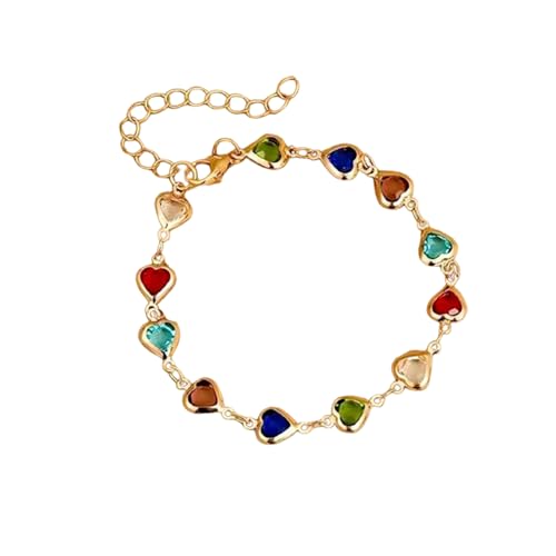 fdsmall Gold Herz Halskette Armband-14K vergoldet Handgefertigte Dainty Herz Halskettes für Frauen, täglicher Strand Schmuck (Anklet Mehrfarbige) von fdsmall