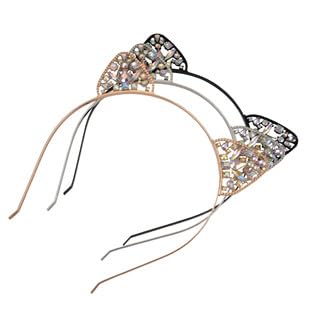 fdsmall Haarbänder für Frauen,Strass Perlen Kopfbänder,Cat Ears Kristall Perlen Haarbänder,Party Kopfbekleidung (3PCS, Eine Größe) von fdsmall