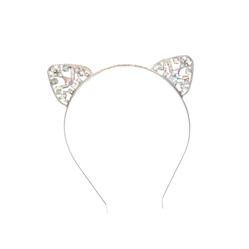 fdsmall Haarbänder für Frauen,Strass Perlen Kopfbänder,Cat Ears Kristall Perlen Haarbänder,Party Kopfbekleidung (Weiß, Eine Größe) von fdsmall