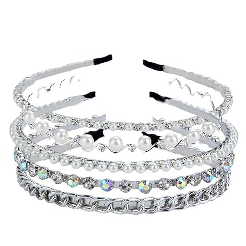 fdsmall Haarbänder für Frauen,Strass Perlens Kopfbänder,Perlen Kristall Perlen Haarbänder,Braut Kopfbekleidung (5PCS, Eine Größe) von fdsmall