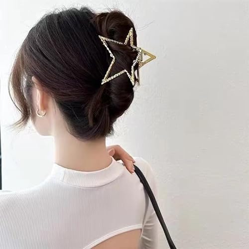 fdsmall Haarkralle Silber Stern Metall Haar Krallen Clips für dickes schweres Haar Starker Halt Krallen Clips Stern Designs Haar Krallen Mode Haar Accessoires für Frauen Mädchen (Gold) von fdsmall