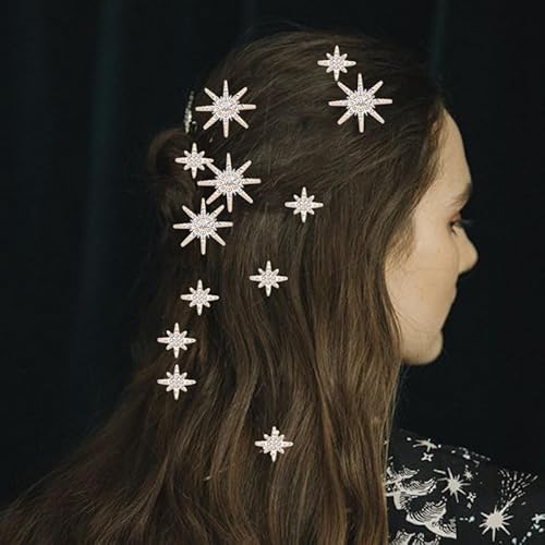 fdsmall Haarspangen für Frauen Funkelnde Kristall Stein geflochtene Haarspangen Strass Hochzeit Haarspangen Braut Haarspangen Silber Haarnadel Barretten Blatt Blume Hochzeit Haarzubehör (Gold) von fdsmall