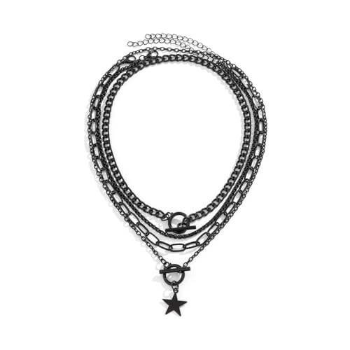 fdsmall Halskette für Frauen Boho Gothic Anhänger Halskette Einstellbare Layered Bead Chain Choker Halsketten Halloween Weihnachten Neujahr Goth Schmuck Geschenk für Frauen und Mädchen (01) von fdsmall