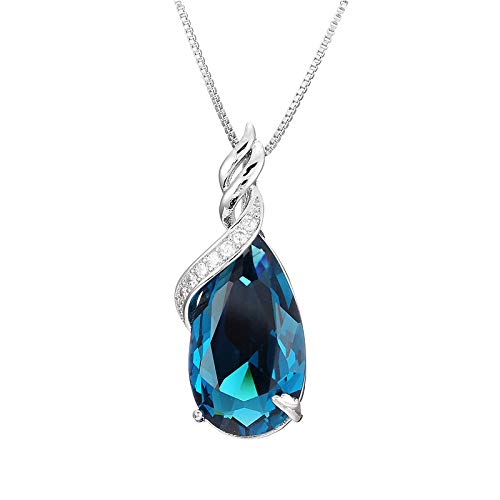 fdsmall Halskette für Frauen Teardrop Zirkonia Amethyst Blau Kristall Anhänger Halskette Cubic Zirkonia Snake Surround Halskette Schmuck von fdsmall