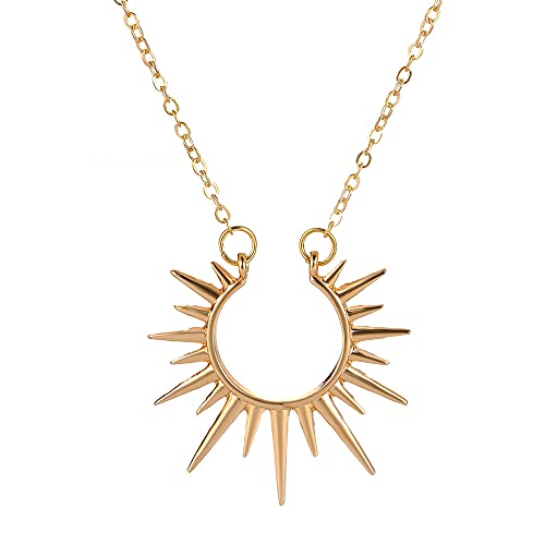 fdsmall Halsketten für Frauen Vintage Minimalistische zierliche Einstellbare Silber Vergoldete Sonne Stern Anhänger Choker Kette Halskette Schmuck Geschenke für Frauen und Mädchen (Gold) von fdsmall