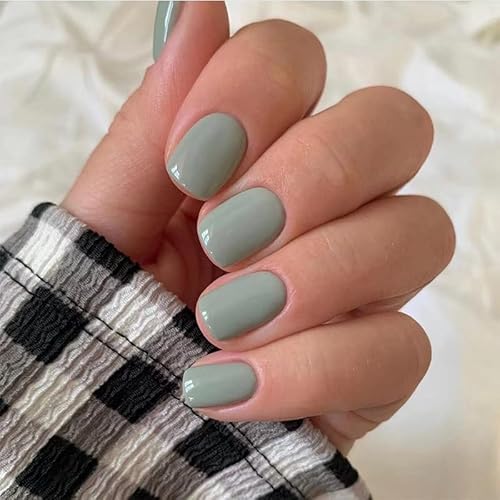 fdsmall Klassische solide kurze quadratische Press-on Nägel, Acryl 24pcs glänzende gefälschte Nagel für Frauen, 12 Größen falsche Nägel (81) von fdsmall