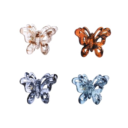 fdsmall Kleine Schmetterling Flache Klaue Clips für Frauen 4pcs Stilvolle gebogene transparente Haarclips Rutschfeste für sichere Alligator Clips (4) von fdsmall