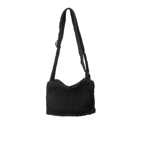fdsmall Leinwand Messenger Taschen für Frauen Leinwand Crossbody Tasche Satchel Schultertaschen mit verstellbarem Gurt Solid Color Brusttasche Schultertasche (Black) von fdsmall