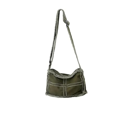 fdsmall Leinwand Messenger Taschen für Frauen Leinwand Crossbody Tasche Satchel Schultertaschen mit verstellbarem Gurt Solid Color Brusttasche Schultertasche (Green) von fdsmall