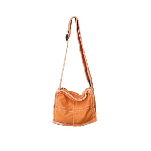 fdsmall Leinwand Messenger Taschen für Frauen Leinwand Crossbody Tasche Satchel Schultertaschen mit verstellbarem Gurt Solid Color Brusttasche Schultertasche (Orange) von fdsmall