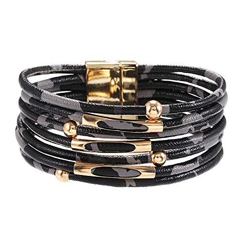 fdsmall Leopard Bracelet Set Multilayer Leather Wrap Bracelets Boho Accessories für Frauen und Mädchen (03) von fdsmall