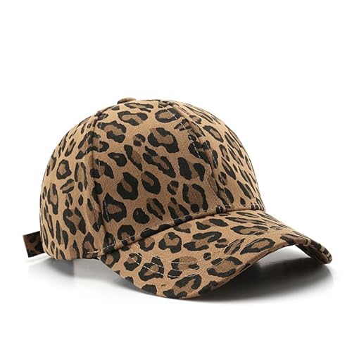 fdsmall Leopard Muster Baseball Hut für Frauen Verstellbarer Vater Hut unkonstruierte einfache Cap Outdoor Sonnenschirm Spitzenmütze (DE/NL/SE/PL, Alphanumerisch, Einheitsgröße, Braun) von fdsmall