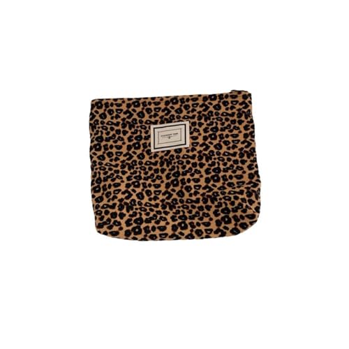 fdsmall Make-up Tasche für Frauen Leopard Print Leinwand Geldbörse Geldbörse Kosmetik Tasche Leinwand Reißverschluss Reise Waschen Organizer Schönheit Fall Toilettentasche Handtaschen (Yellow Leopard) von fdsmall