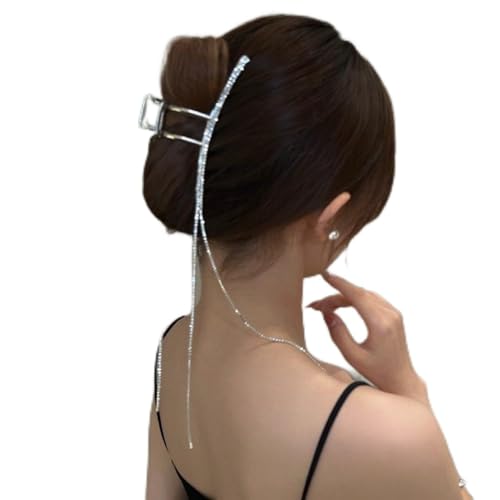 fdsmall Metall-Haar-Krallen-Clips Krallen-Clips mit Kette baumeln starken Halt Strass Metall-Krallen-Haar-Clips rutschfest große Haarspange Barrettes Haarschmuck für Frauen und Mädchen von fdsmall