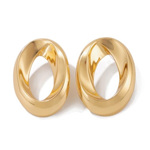 fdsmall Minimalistische Ohrringe für Frauen Kreis Hoop Ohrringe Unregelmäßiger Kreis Ohrringe Gold Kreis Stud Ohrringe Hohl Metall Geometrische Ohrringe Runde Hoop Ohrringe Schmuck Geschenk (Gold) von fdsmall
