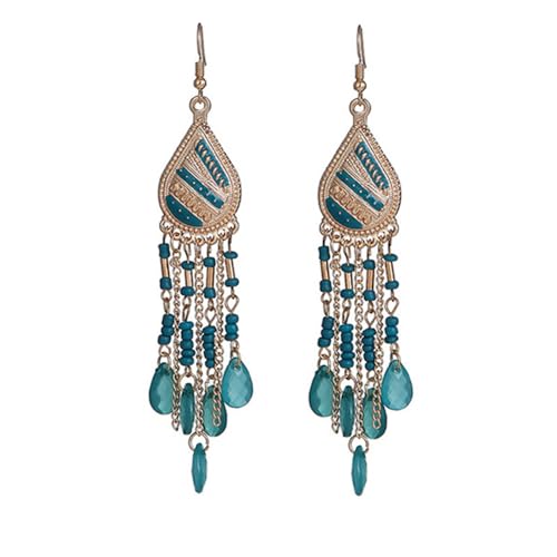 fdsmall Ohrringe Faux Feder Ohrringe Bohemian Fringe Tassel Long Drop Dangle Earrings Jewelry Long Vintage Dangle Earrings for Women's (Blue 03) von fdsmall