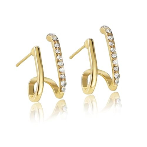 fdsmall Ohrringe für Frauen CZ Simulierte Diamant Stud Ohrringe Mode Alphabet Brief Initial Ohrringe Cubic Zirkonia Ohr Crawler Kletterer Schmuck Valentinstag Geschenke für Frauen Mädchen von fdsmall