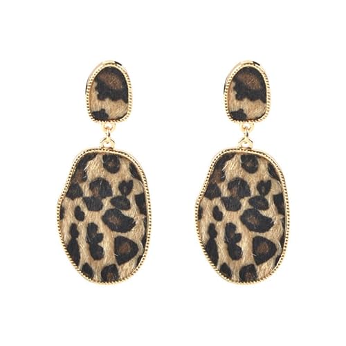 fdsmall Ohrringe für Frauen Leopard Print Ohrringe Boho Vintage Leopard Handgemachte Ohrringe Holz Träne Haken Ohrringe Leder Dangle Drop Ohrringe (03) von fdsmall