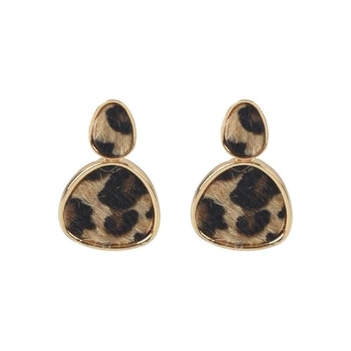 fdsmall Ohrringe für Frauen Leopard Print Ohrringe Boho Vintage Leopard Handgemachte Ohrringe Holz Träne Haken Ohrringe Leder Dangle Drop Ohrringe (05) von fdsmall