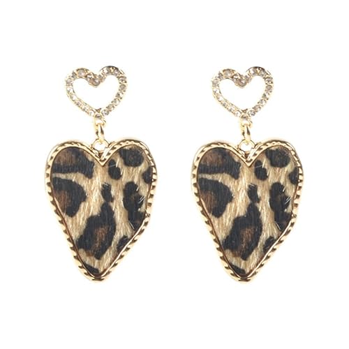 fdsmall Ohrringe für Frauen Leopard Print Ohrringe Boho Vintage Leopard Handgemachte Ohrringe Holz Träne Haken Ohrringe Leder Dangle Drop Ohrringe (06) von fdsmall
