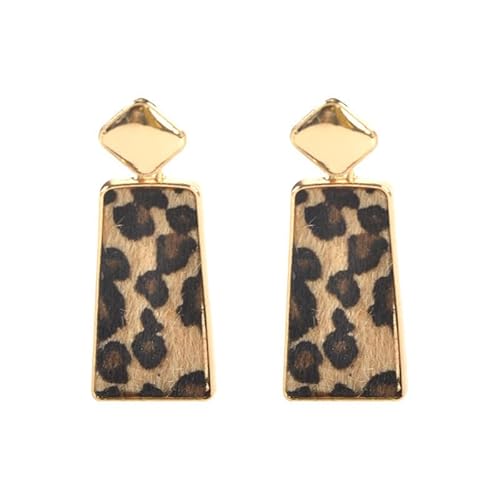 fdsmall Ohrringe für Frauen Leopard Print Ohrringe Boho Vintage Leopard Handgemachte Ohrringe Holz Träne Haken Ohrringe Leder Dangle Drop Ohrringe (07) von fdsmall